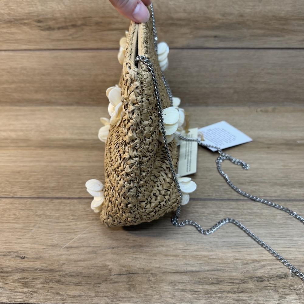 NWT Beaded Rattan‎ Bag Pearl & Seashell Chain Strap Bag India Beach TikTok Viral - Picture 7 of 11